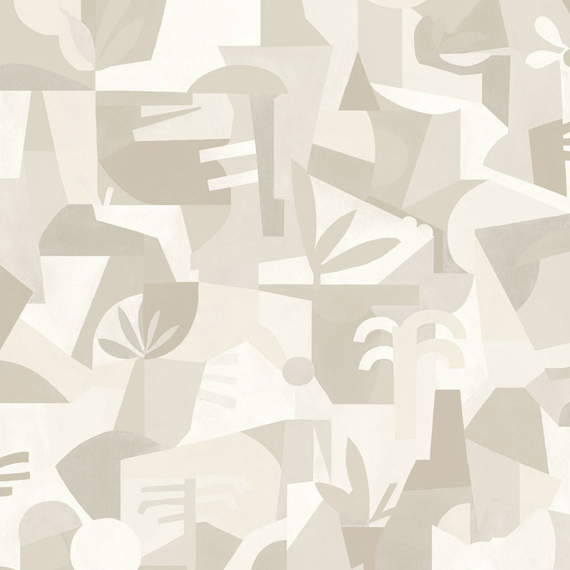 Tahiti Expression White New Primitivism Wallpaper by Tres Tintas