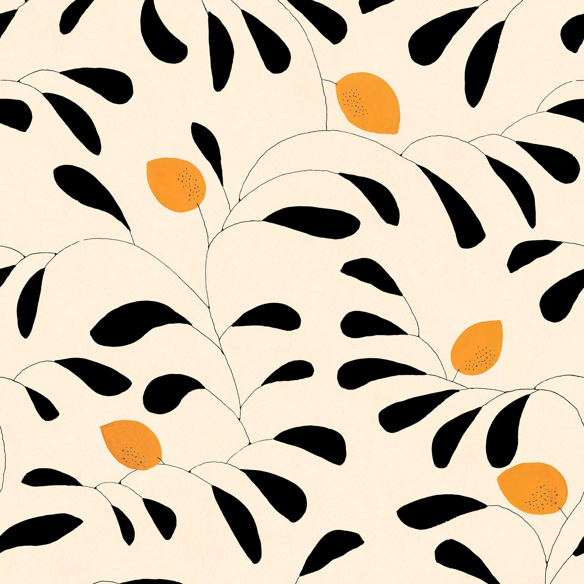 Fresh Lemons Beige New Primitivism Wallpaper by Tres Tintas