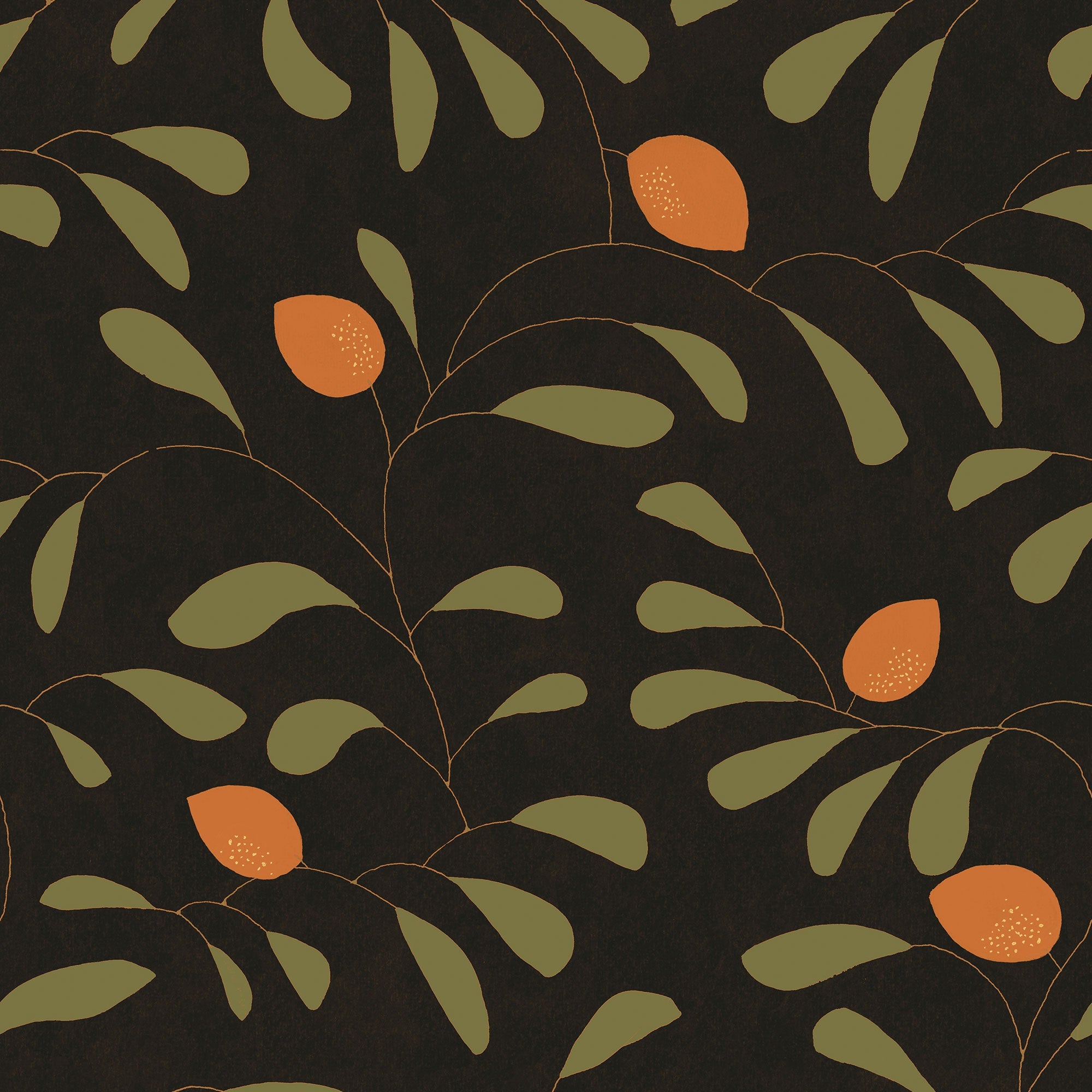 Fresh Lemons Black New Primitivism Wallpaper by Tres Tintas