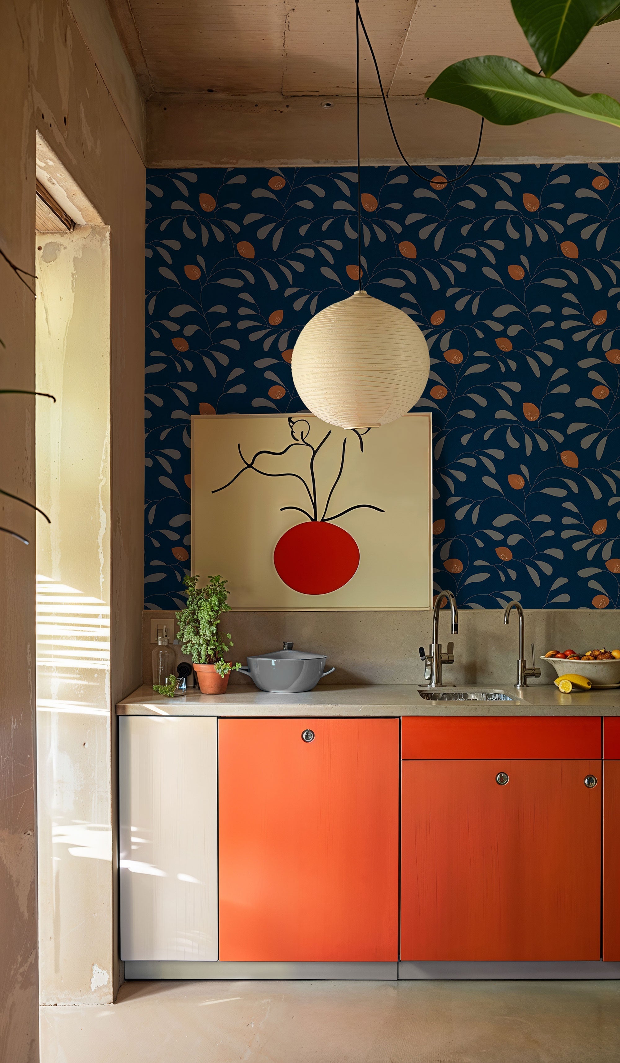 Fresh Lemons Blue New Primitivism Wallpaper by Tres Tintas