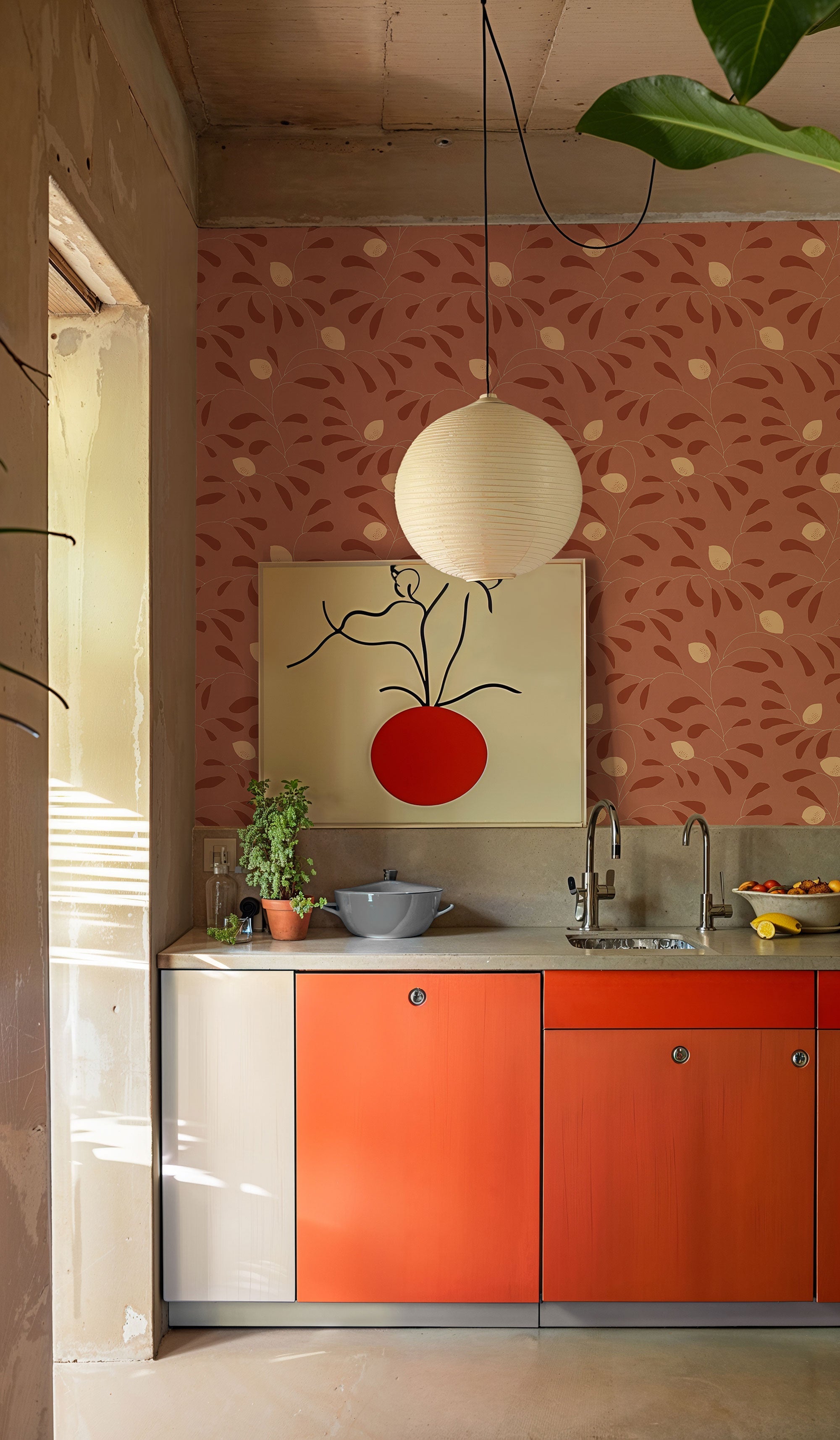Fresh Lemons Red New Primitivism Wallpaper by Tres Tintas