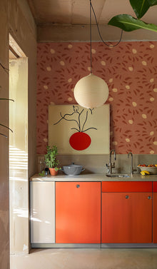Fresh Lemons Red New Primitivism Wallpaper by Tres Tintas