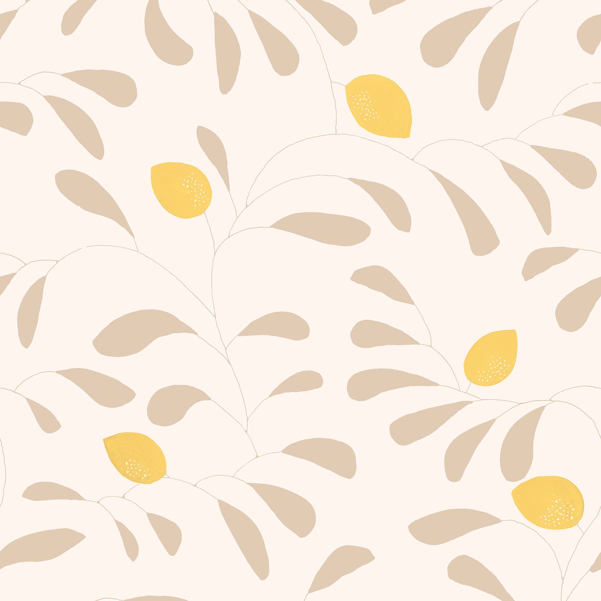 Fresh Lemons White New Primitivism Wallpaper by Tres Tintas