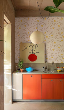 Fresh Lemons White New Primitivism Wallpaper by Tres Tintas