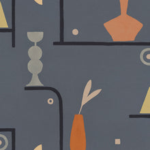 Archaeological Forms Blue New Primitivism Wallpaper by Tres Tintas