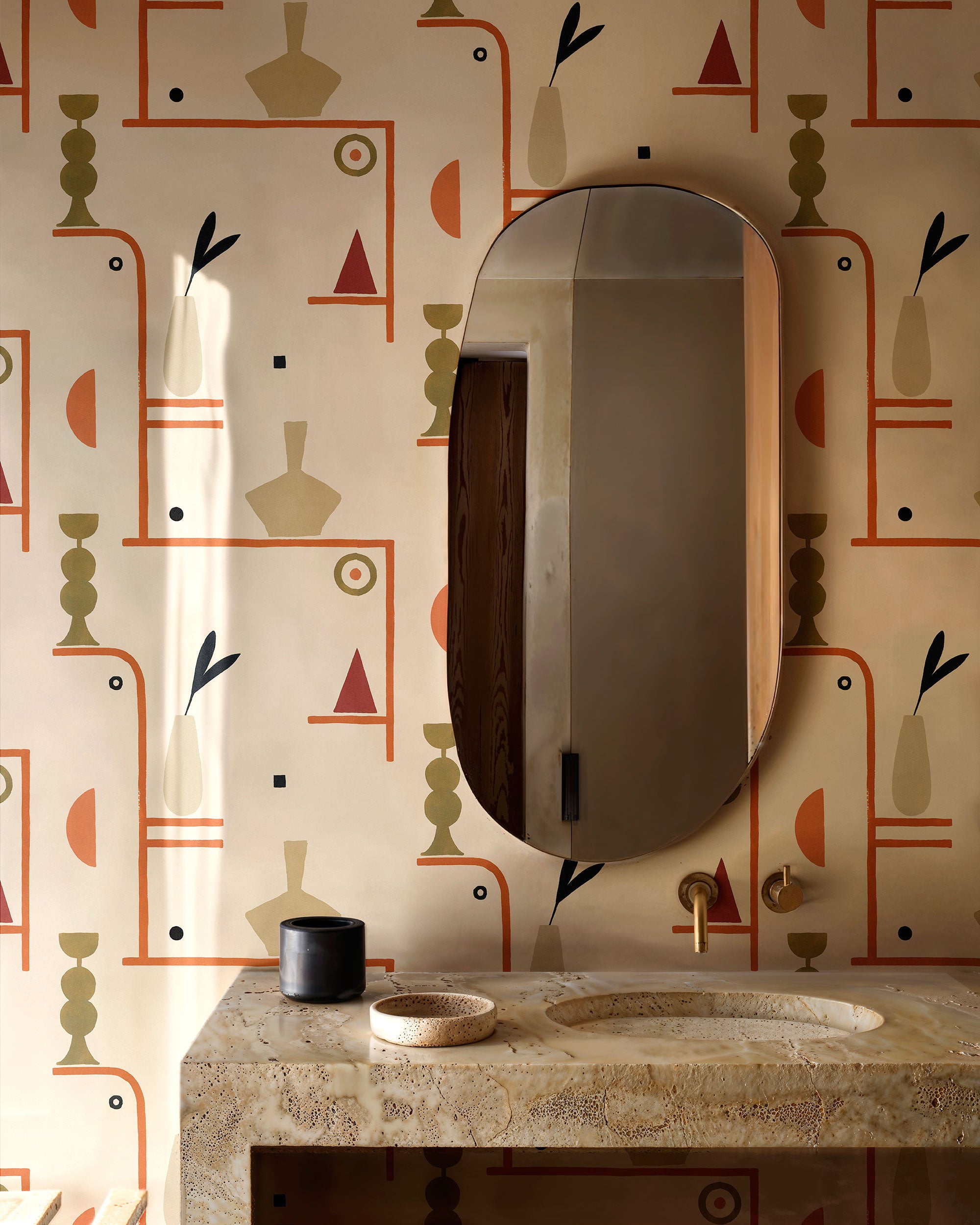 Archaeological Forms Beige New Primitivism Wallpaper by Tres Tintas