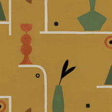 Archaeological Forms Ocher New Primitivism Wallpaper by Tres Tintas