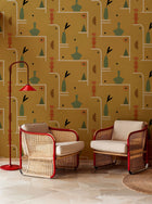 Archaeological Forms Ocher New Primitivism Wallpaper by Tres Tintas