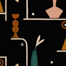 Archaeological Forms Black New Primitivism Wallpaper by Tres Tintas