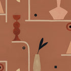 Archaeological Forms Red New Primitivism Wallpaper by Tres Tintas