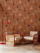 Archaeological Forms Red New Primitivism Wallpaper by Tres Tintas