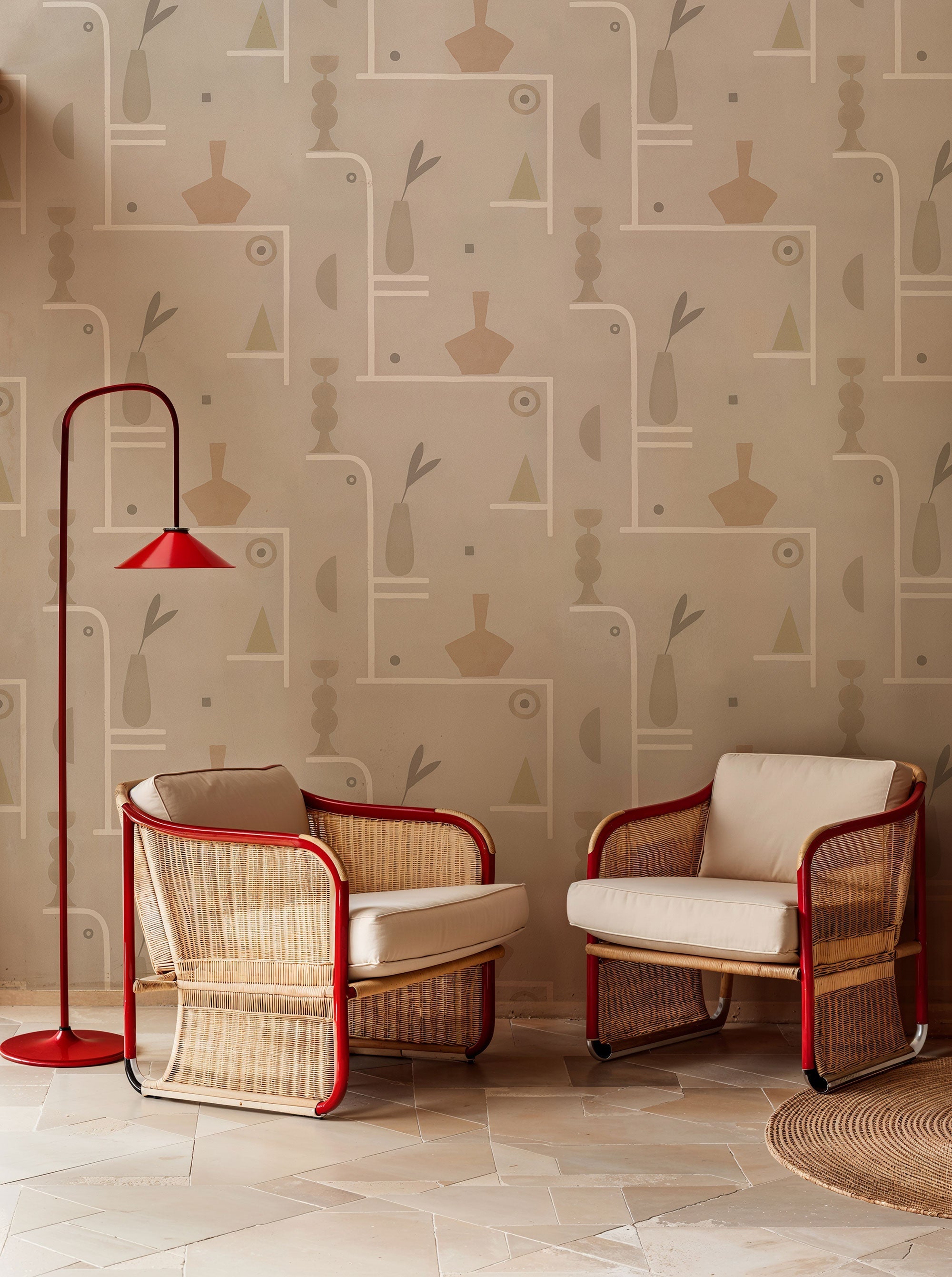 Archaeological Forms Grey New Primitivism Wallpaper by Tres Tintas