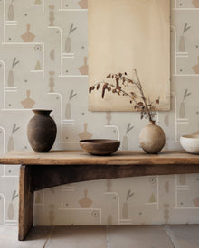 Archaeological Forms Grey New Primitivism Wallpaper by Tres Tintas