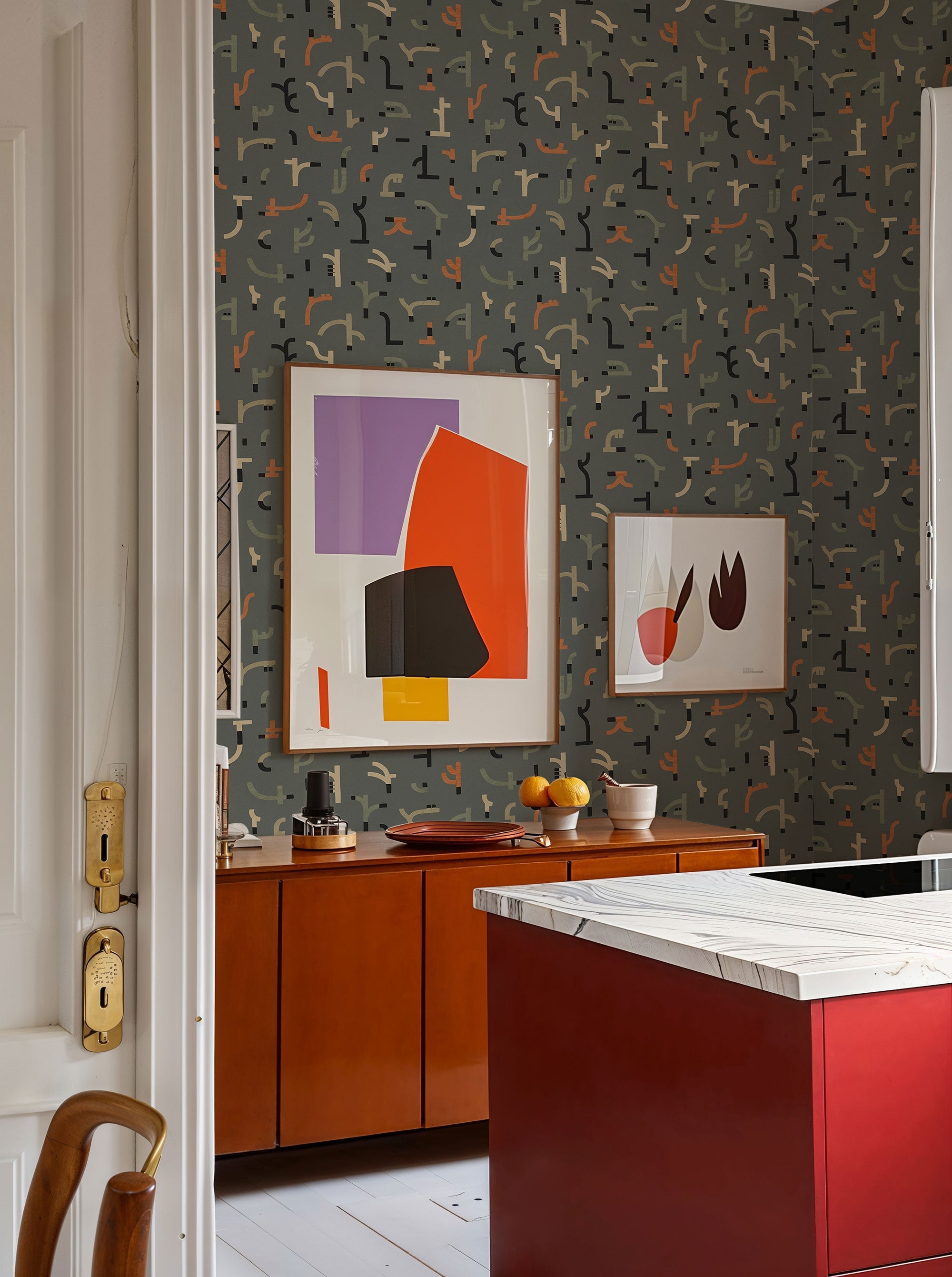 Tribal Tongue Blue New Primitivism Wallpaper by Tres Tintas