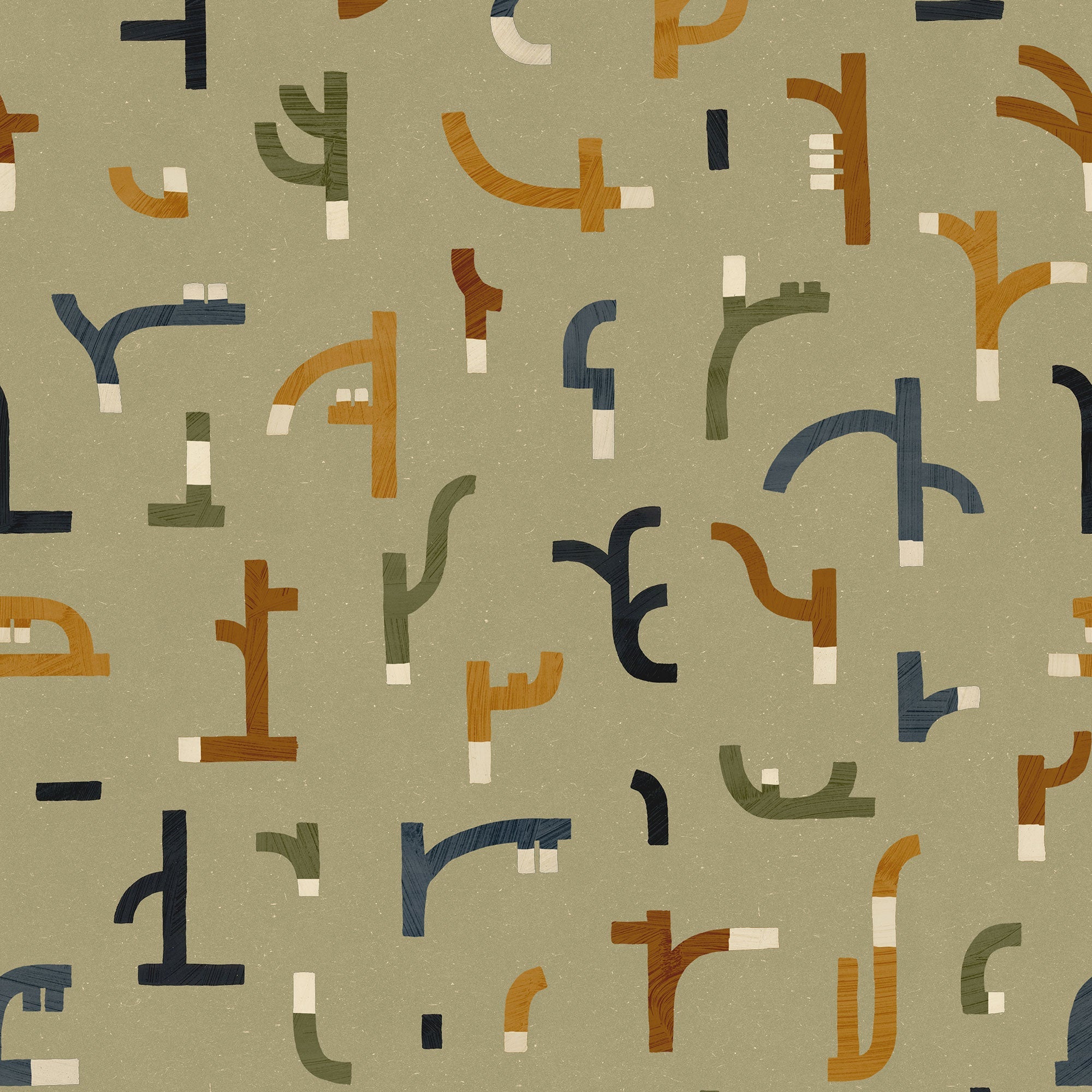 Tribal Tongue Green New Primitivism Wallpaper by Tres Tintas