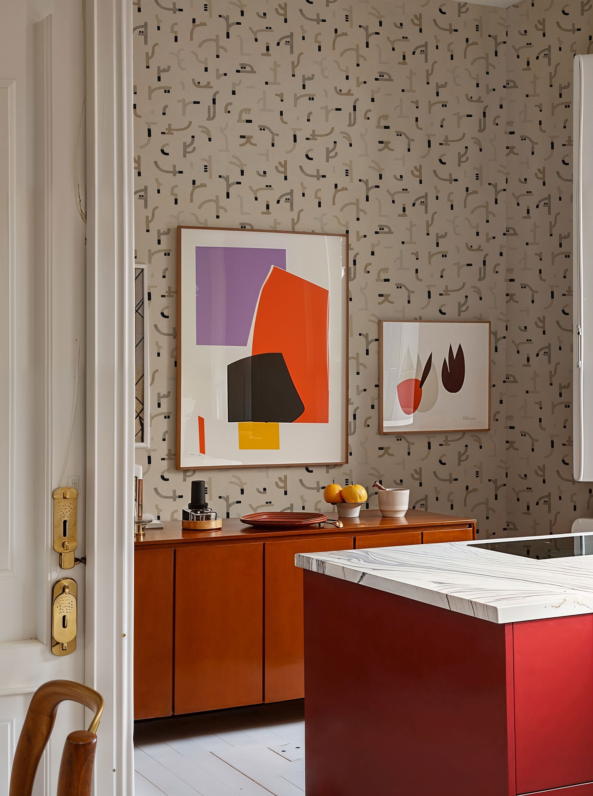 Tribal Tongue Beige New Primitivism Wallpaper by Tres Tintas