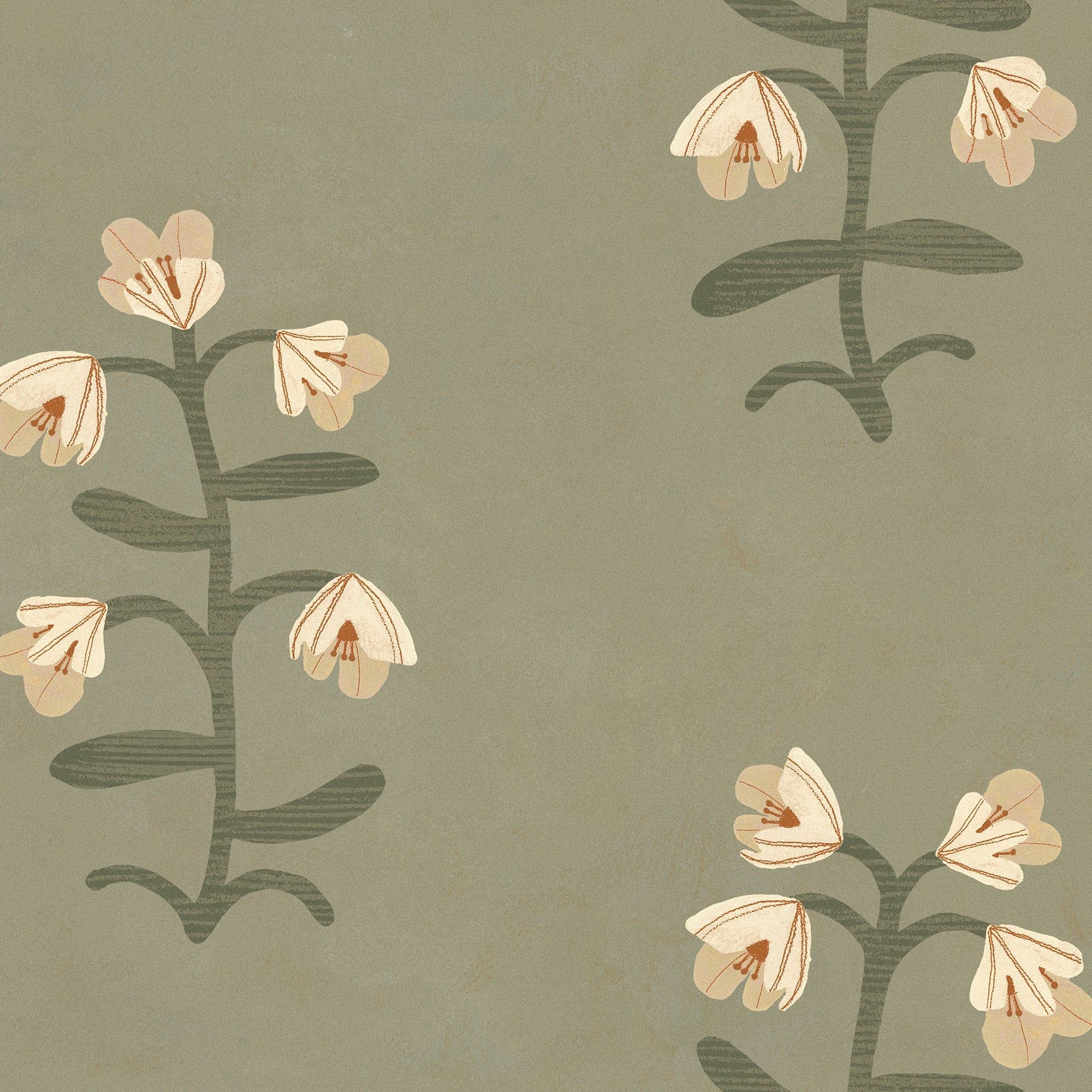 Pacific Blooming Green New Primitivism Wallpaper by Tres Tintas