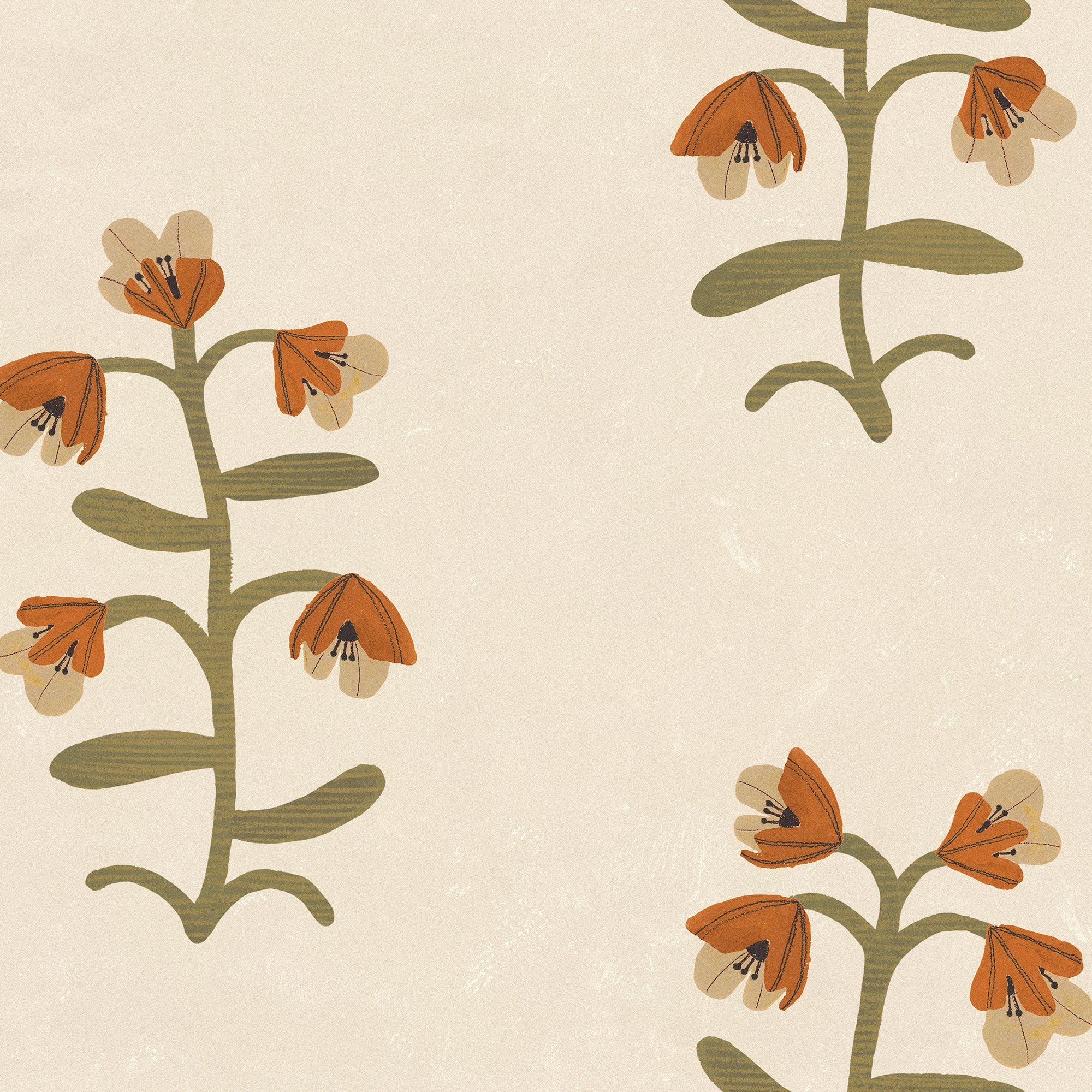 Pacific Blooming Beige New Primitivism Wallpaper by Tres Tintas