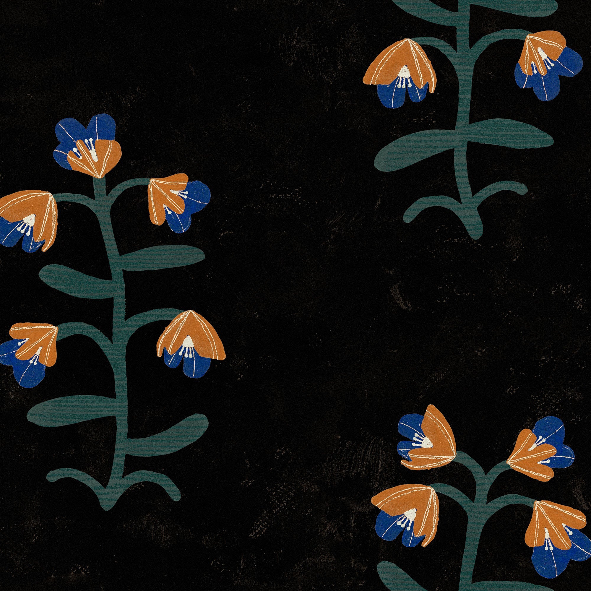 Pacific Blooming Black New Primitivism Wallpaper by Tres Tintas