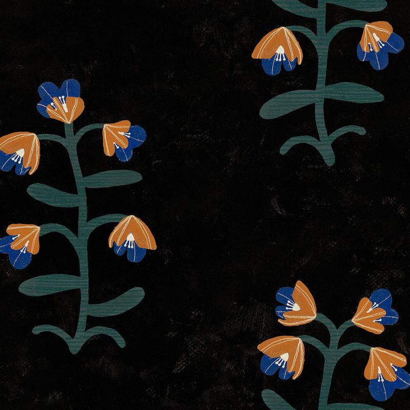 Pacific Blooming Black New Primitivism Wallpaper by Tres Tintas