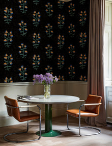Pacific Blooming Black New Primitivism Wallpaper by Tres Tintas