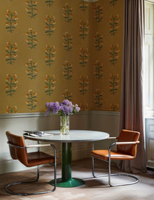 Pacific Blooming Ocher New Primitivism Wallpaper by Tres Tintas