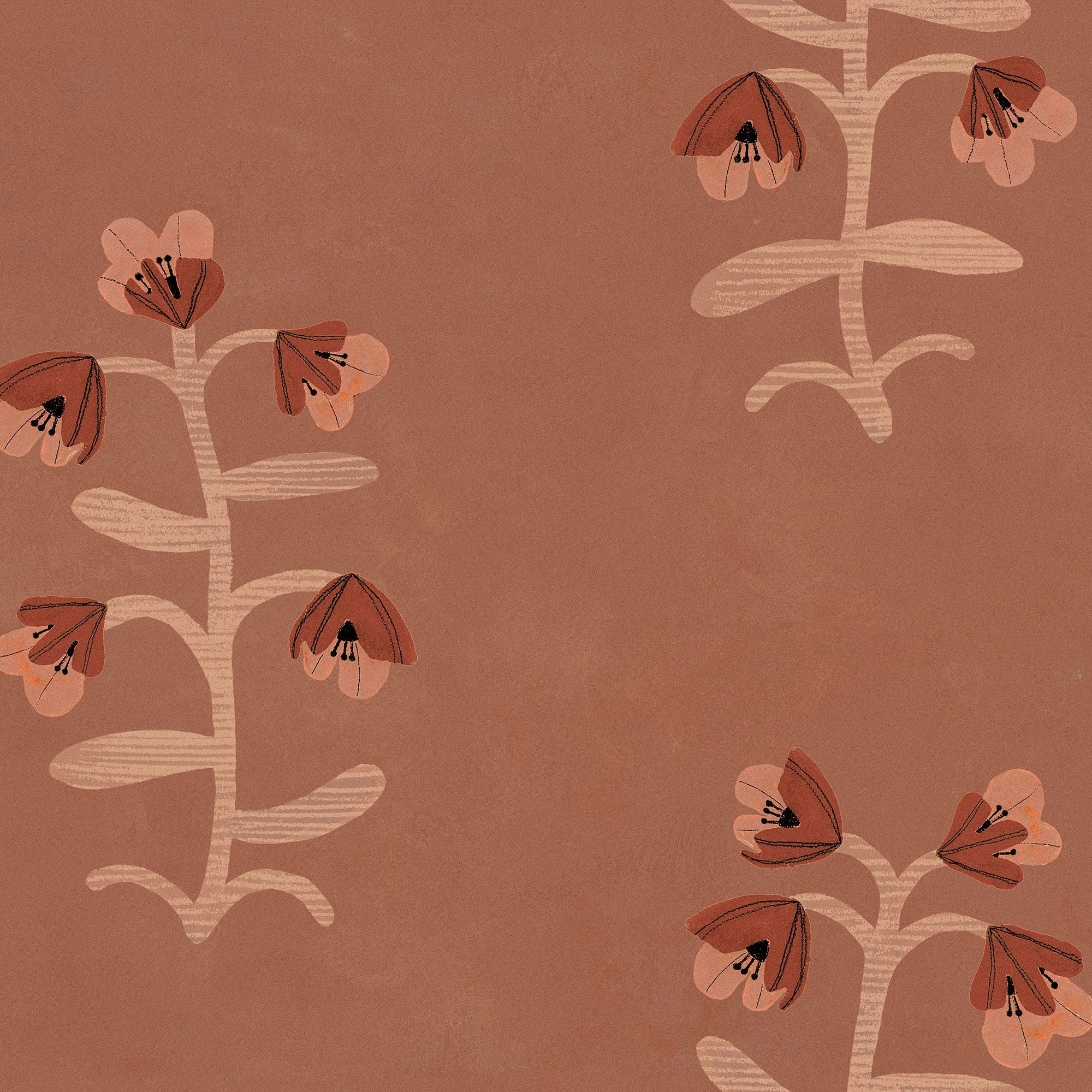 Pacific Blooming Red New Primitivism Wallpaper by Tres Tintas
