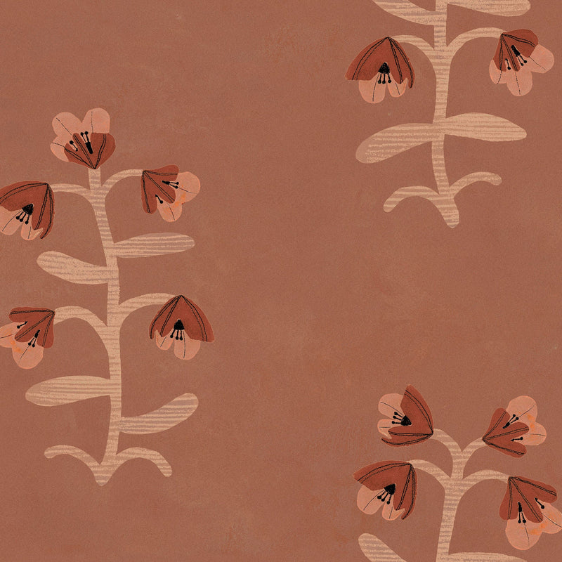 Pacific Blooming Red New Primitivism Wallpaper by Tres Tintas