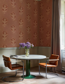 Pacific Blooming Red New Primitivism Wallpaper by Tres Tintas