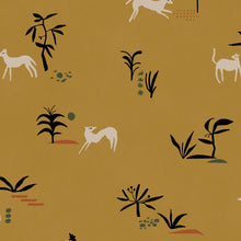 Prehistoric Creatures Ocher New Primitivism Wallpaper by Tres Tintas