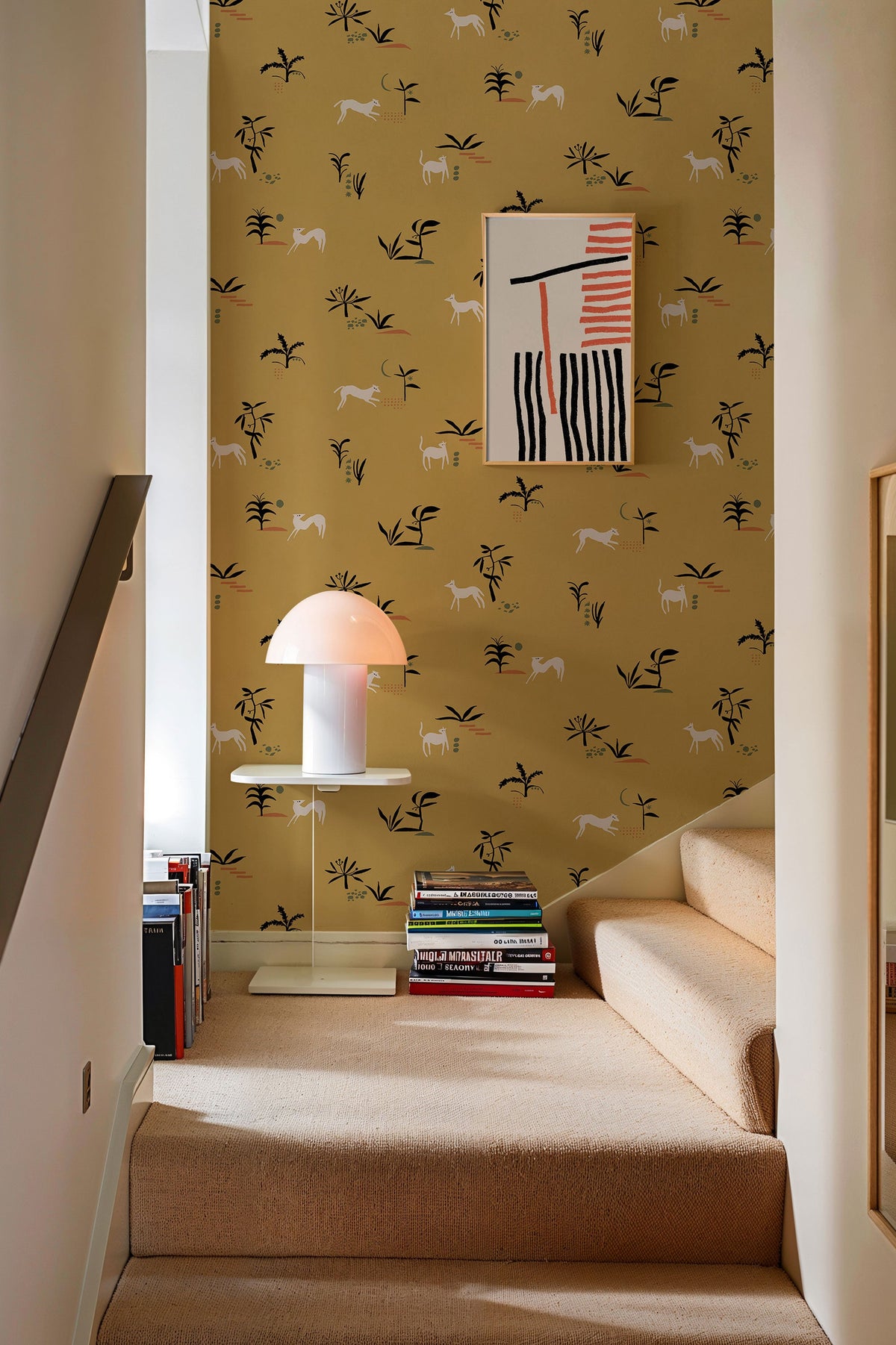Prehistoric Creatures Ochre New Primitivism Wallpaper by Tres Tintas