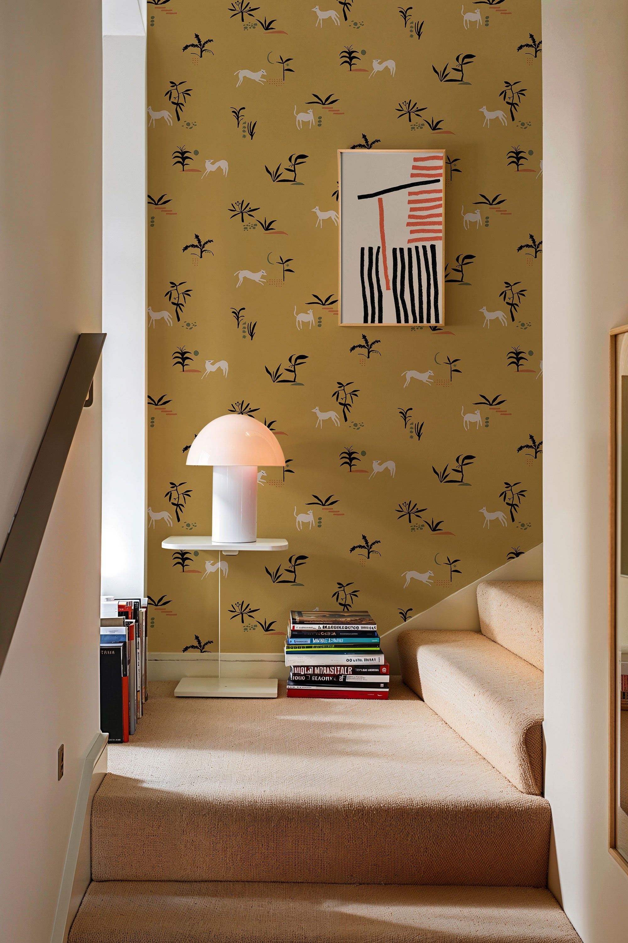 Prehistoric Creatures Ocher New Primitivism Wallpaper by Tres Tintas