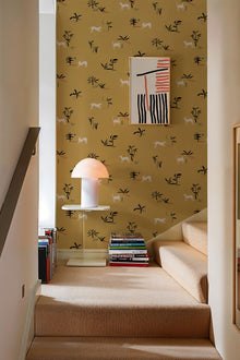 Prehistoric Creatures Ocher New Primitivism Wallpaper by Tres Tintas