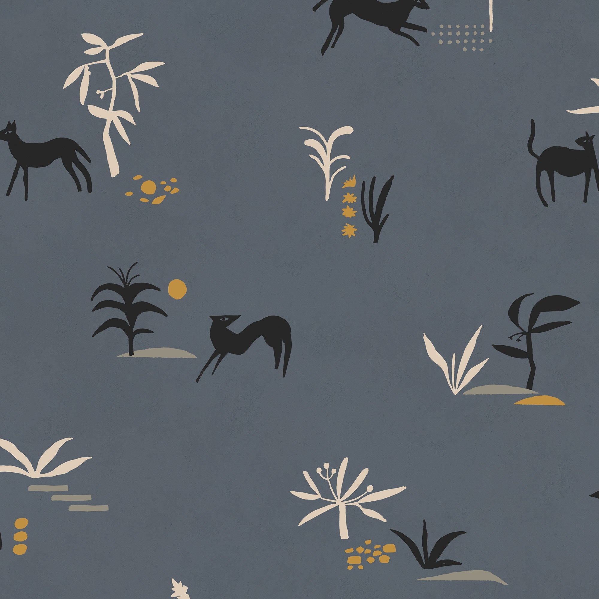 Prehistoric Creatures Blue New Primitivism Wallpaper by Tres Tintas