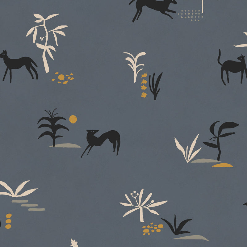 Prehistoric Creatures Blue New Primitivism Wallpaper by Tres Tintas