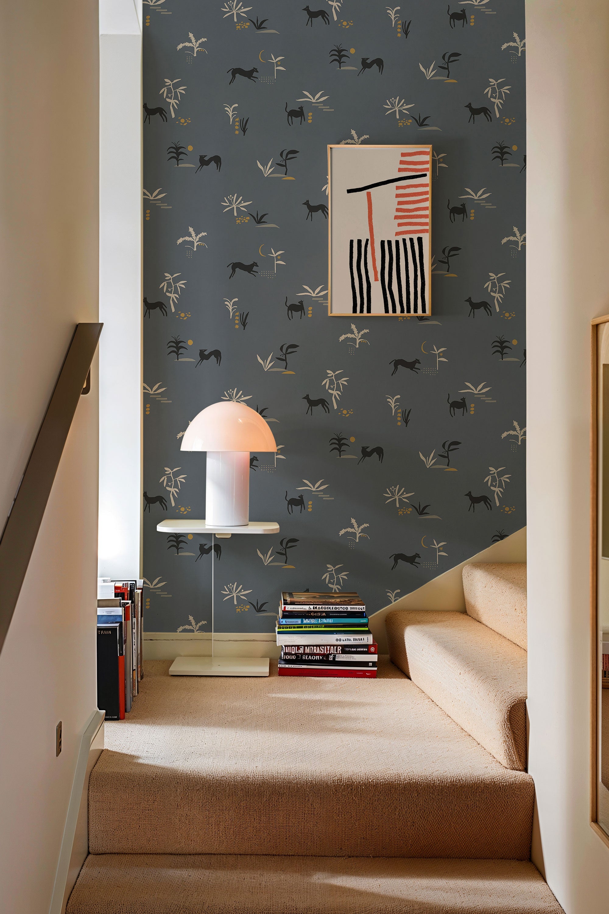 Prehistoric Creatures Blue New Primitivism Wallpaper by Tres Tintas