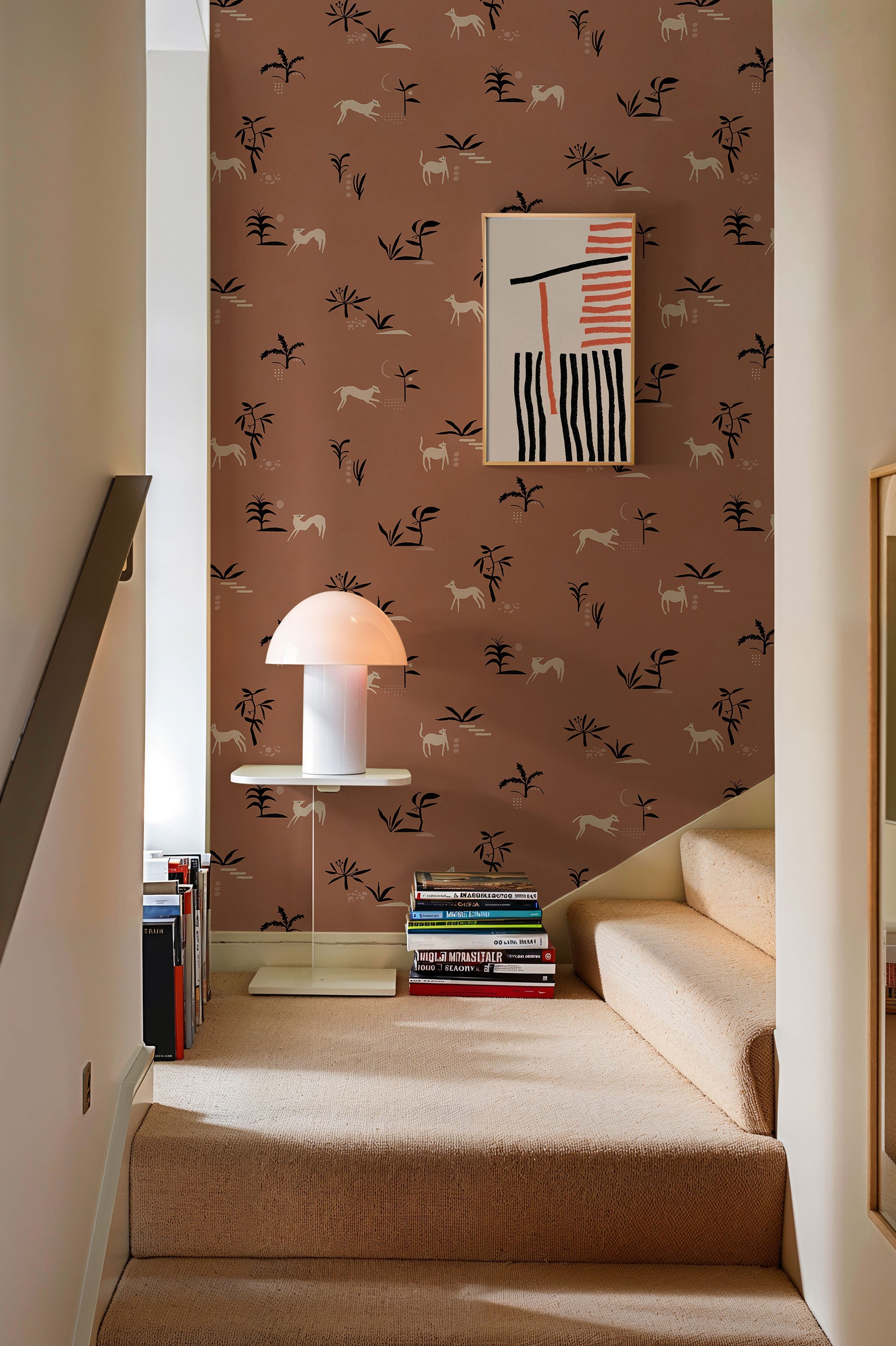 Prehistoric Creatures Red New Primitivism Wallpaper by Tres Tintas