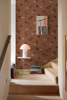 Prehistoric Creatures Red New Primitivism Wallpaper by Tres Tintas