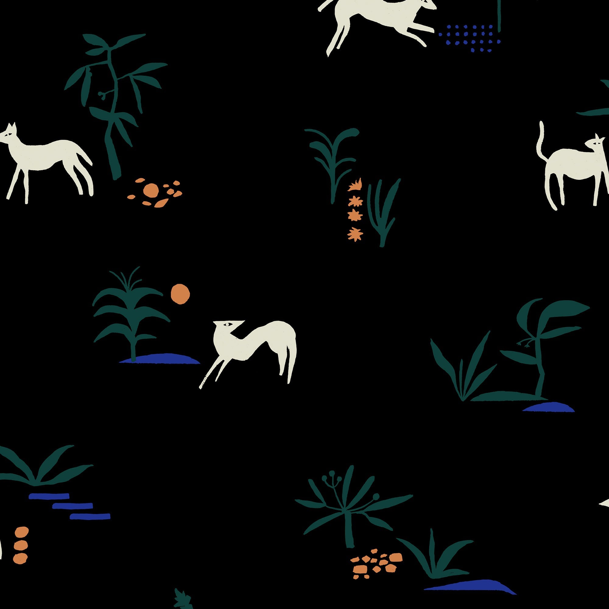 Prehistoric Creatures Black New Primitivism Wallpaper by Tres Tintas
