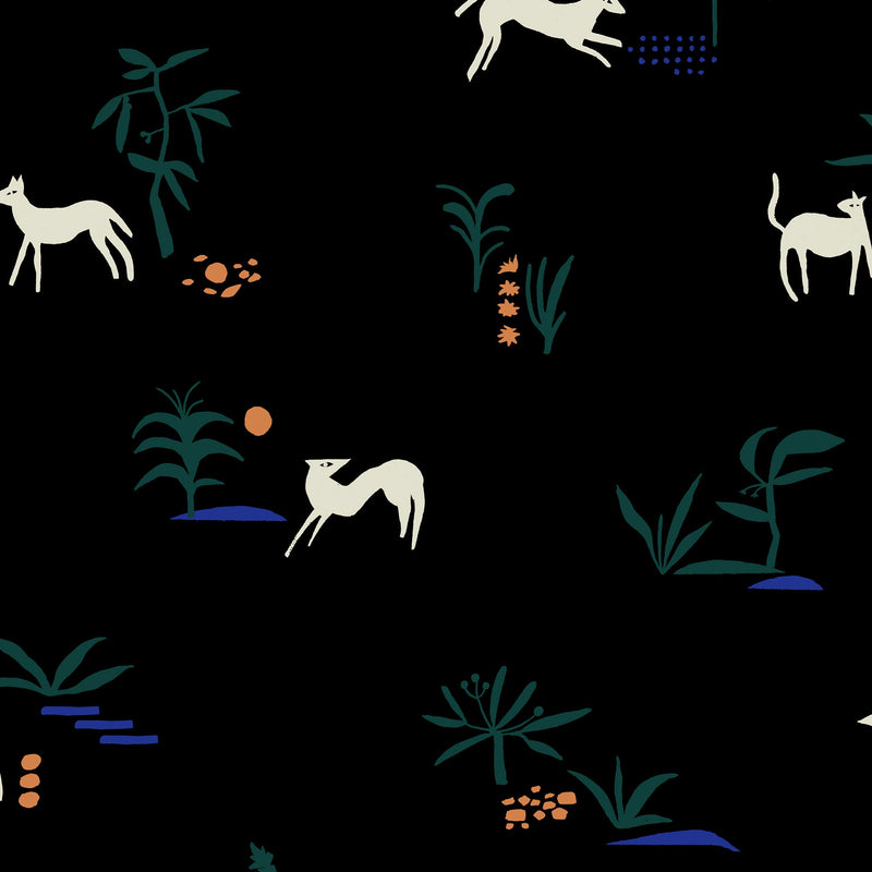 Prehistoric Creatures Black New Primitivism Wallpaper by Tres Tintas