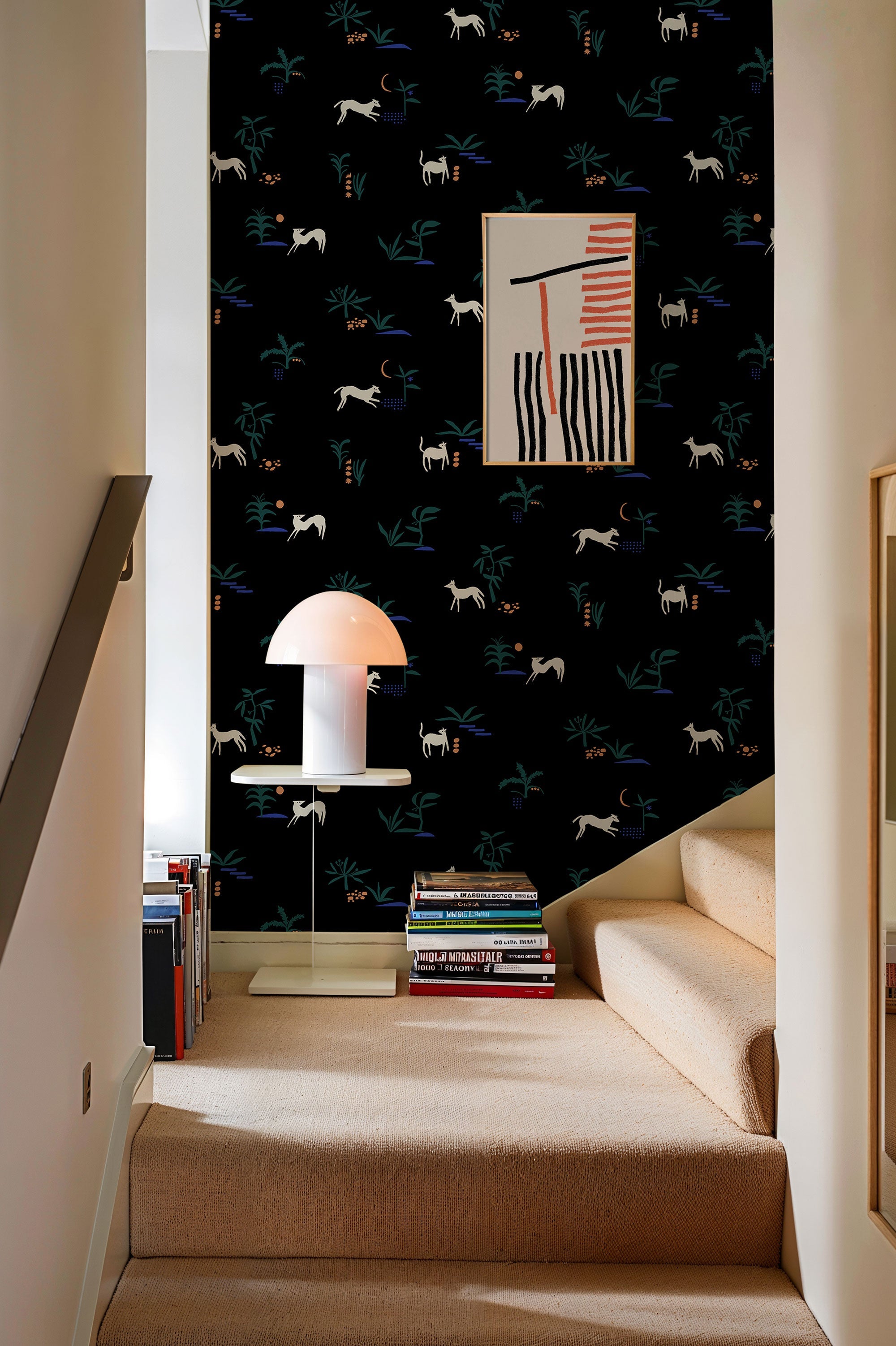 Prehistoric Creatures Black New Primitivism Wallpaper by Tres Tintas