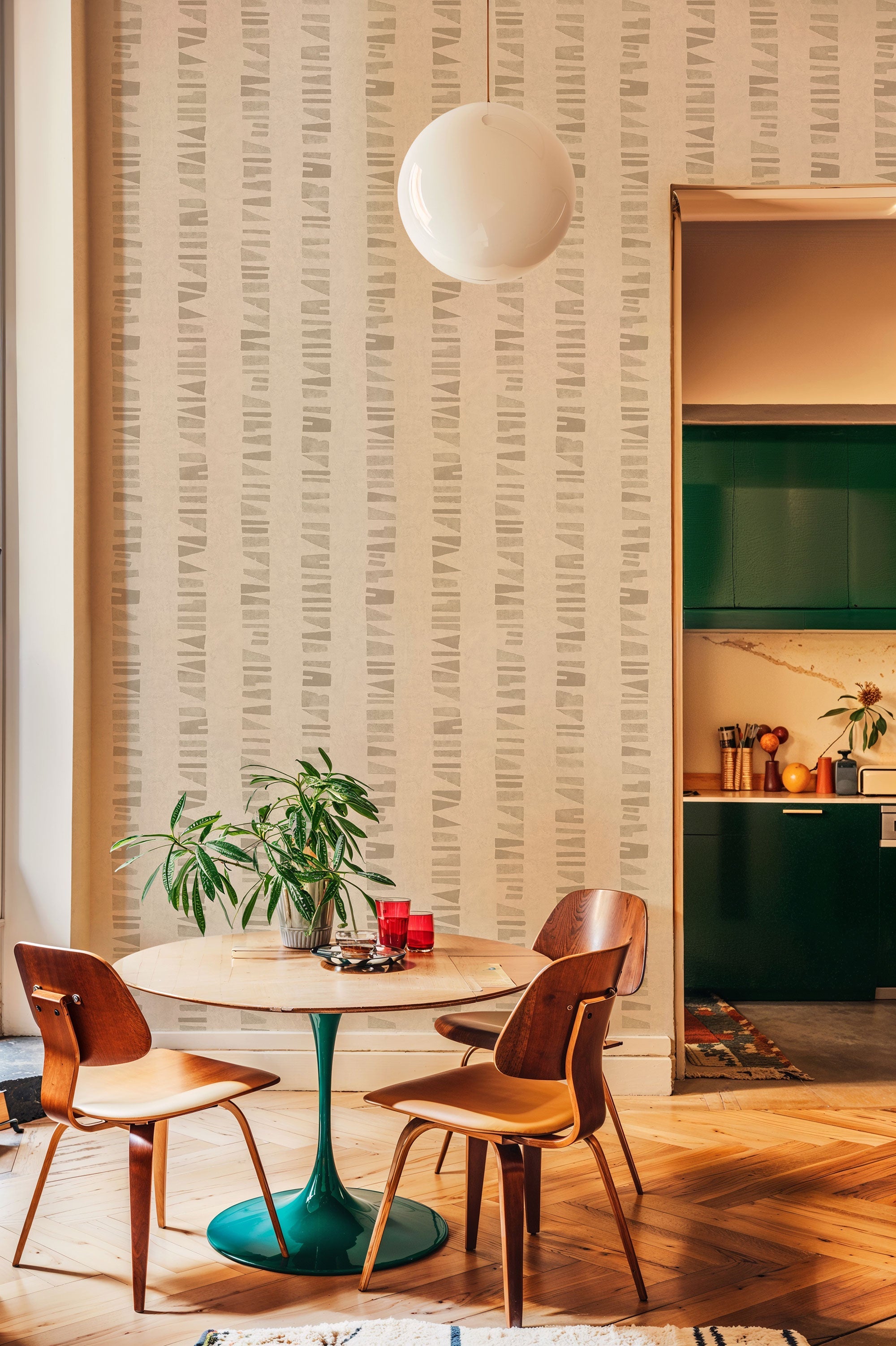 Linear Footprints Beige New Primitivism Wallpaper by Tres Tintas
