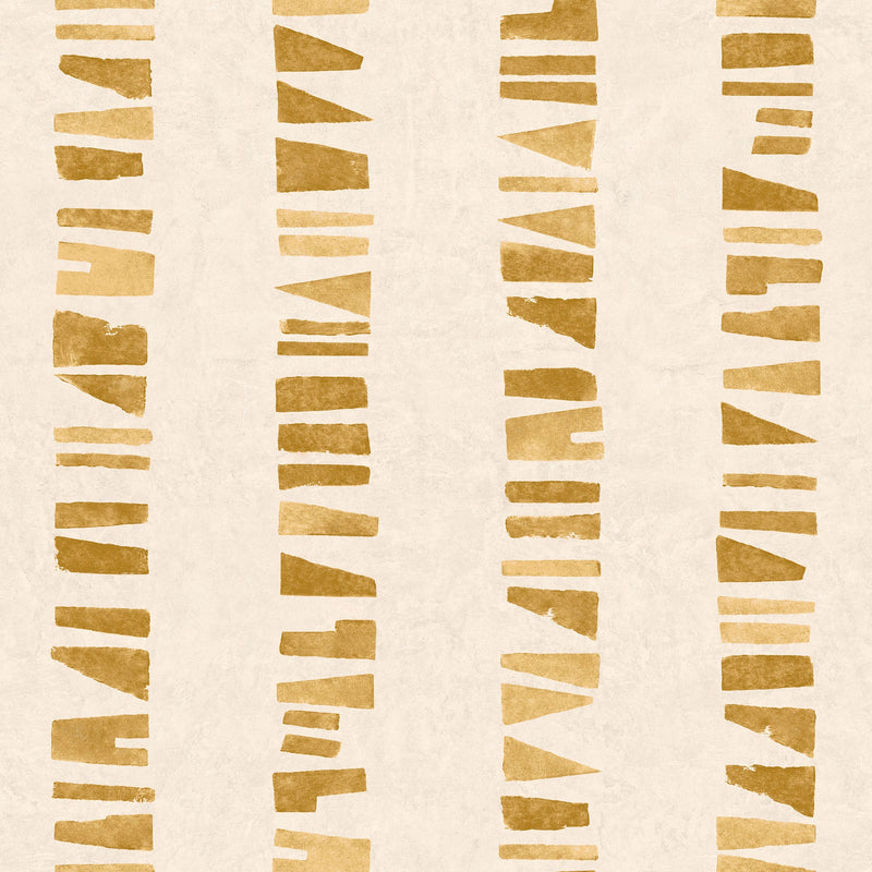 Linear Footprints Ocher New Primitivism Wallpaper by Tres Tintas