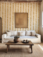 Linear Footprints Ocher New Primitivism Wallpaper by Tres Tintas