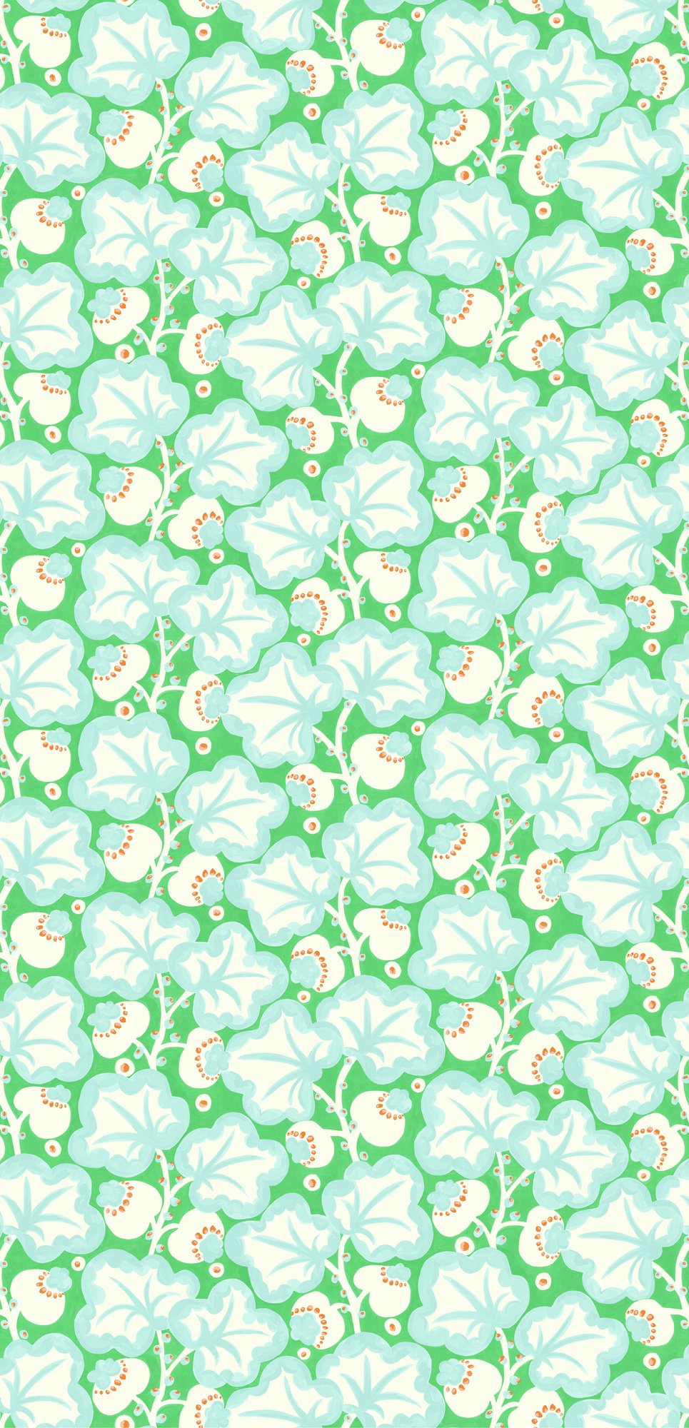 NPOF121353 Poppy Pod Marine / Tangerine Pomona Fabric by Scion