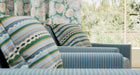 NPOF121353 Poppy Pod Marine / Tangerine Pomona Fabric by Scion