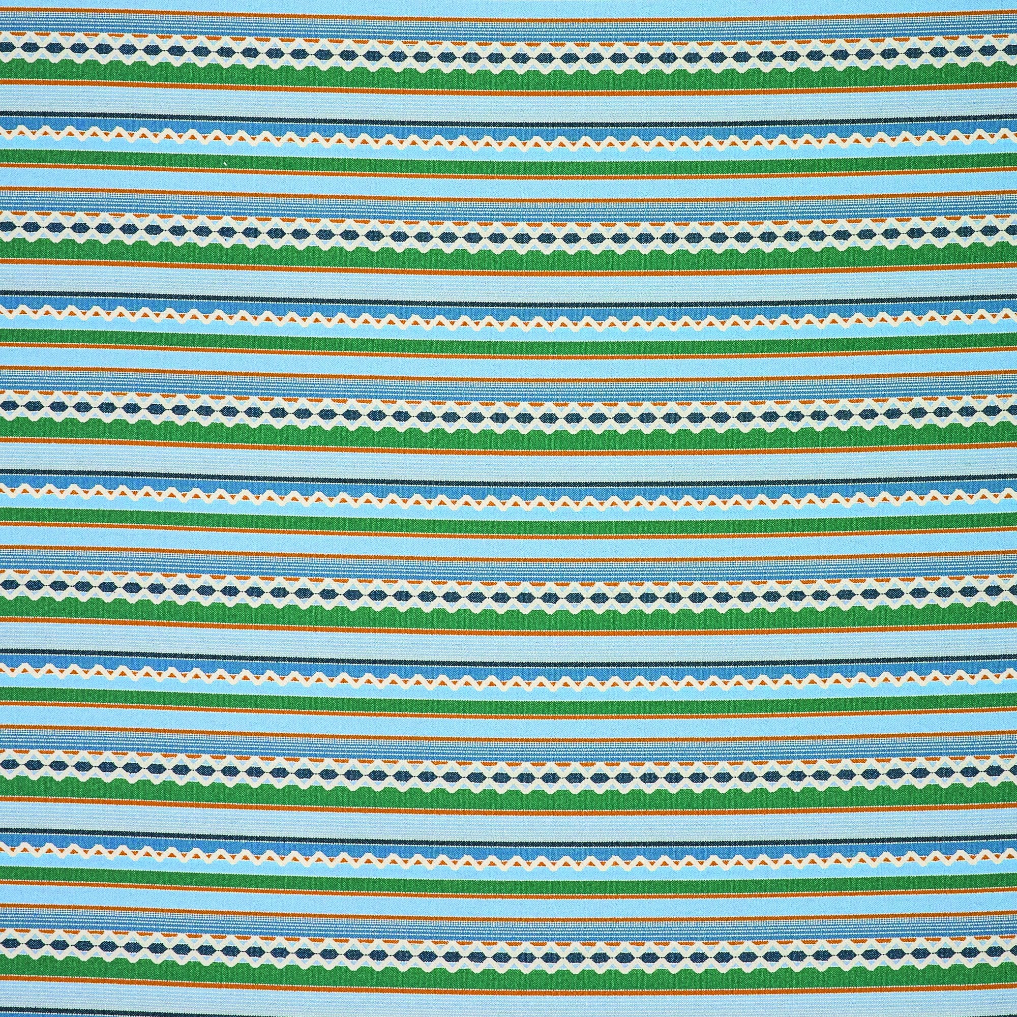 NPOW134830 Lock Stitch Cornflower / Jade / Apricot Pomona Weaves Fabric by Scion