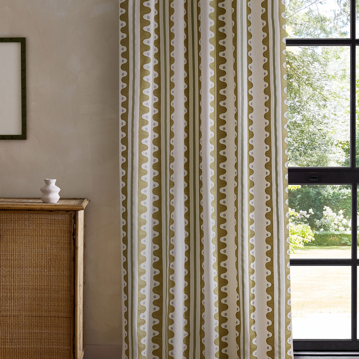 Oakham Embroidery Wheat Fabric by Scion