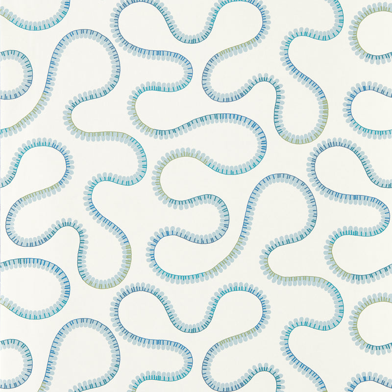 113250 Bimble Oakham Sky blue Wallpaper by Scion