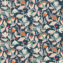 113282 Dancing Daisies Oakham Midnight Wallpaper by Scion